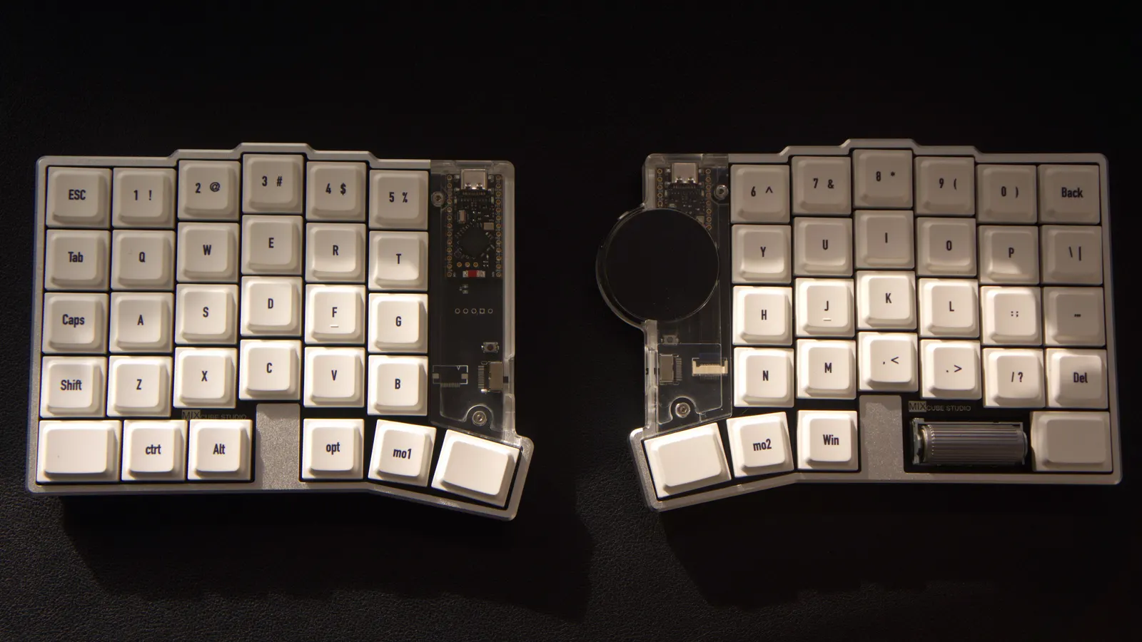 MIX split keyboard in cream, top view